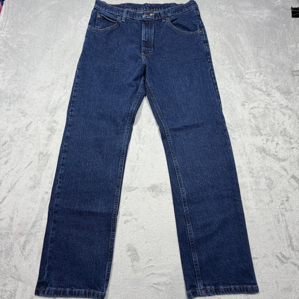 Wrangler Premium Quality Jeans 34x30 Dark Indigo Cotton Straight‎ Leg 1096FXVMF